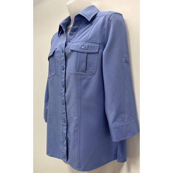 Croft & Barrow Button Up Dress Shirt Women’s Petite M 3/4 Sleeve Pocket Stretch - Picture 3 of 6